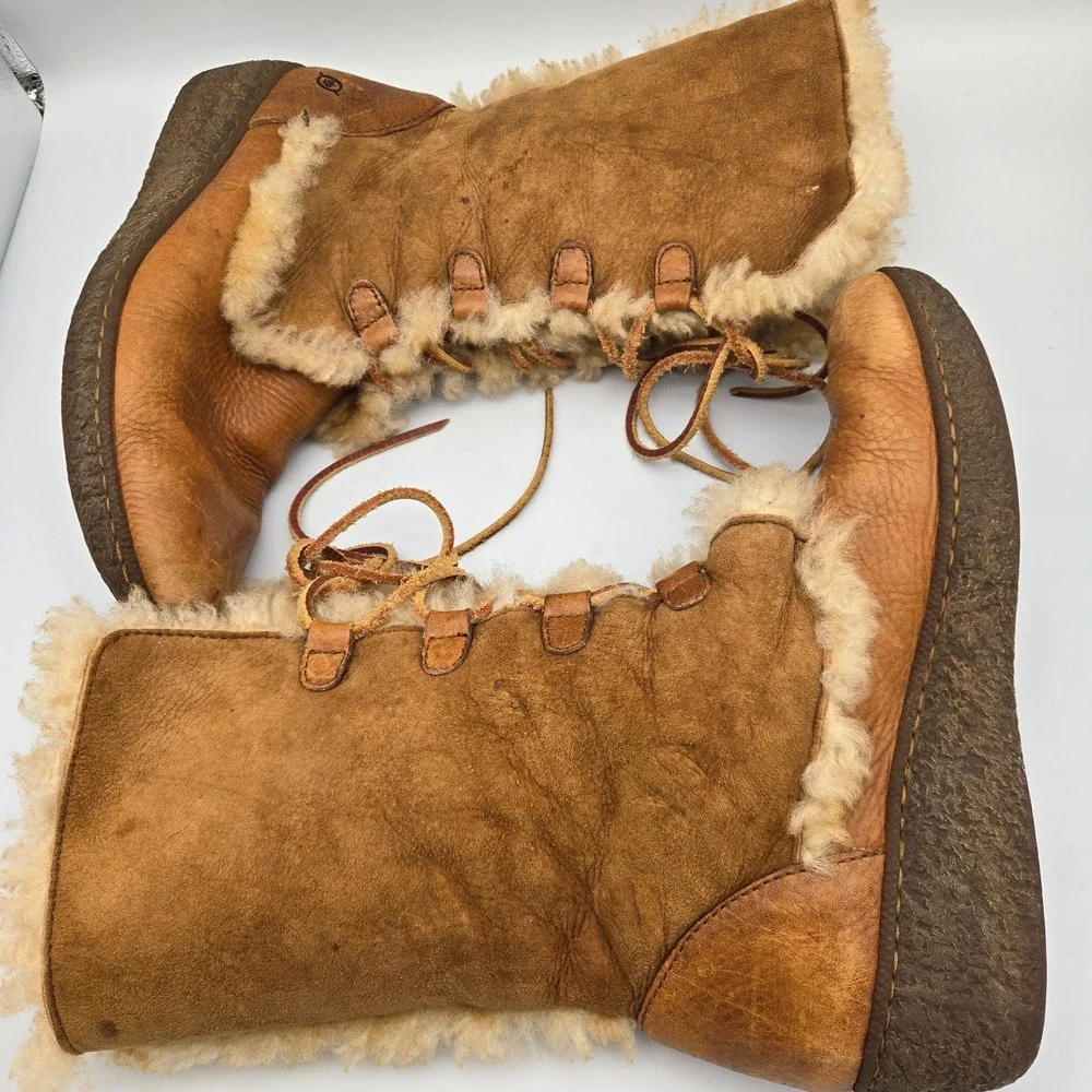 Born Boots Womens Sz 10/42 Chestnut Nome W5198 Tan Leather Shearling Fur Suede